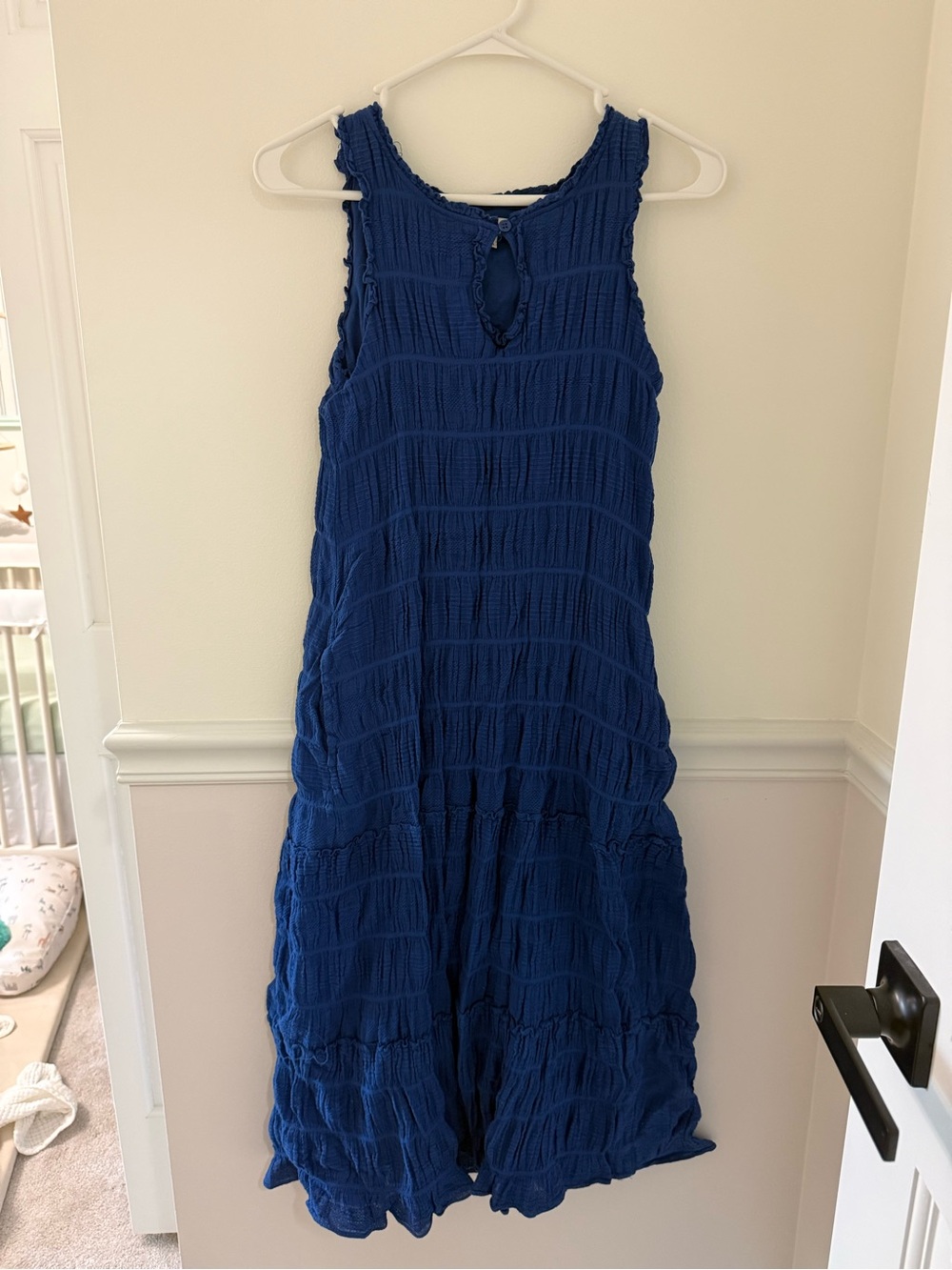 Max Studio Navy Textured Sleeveless Maxi Dress